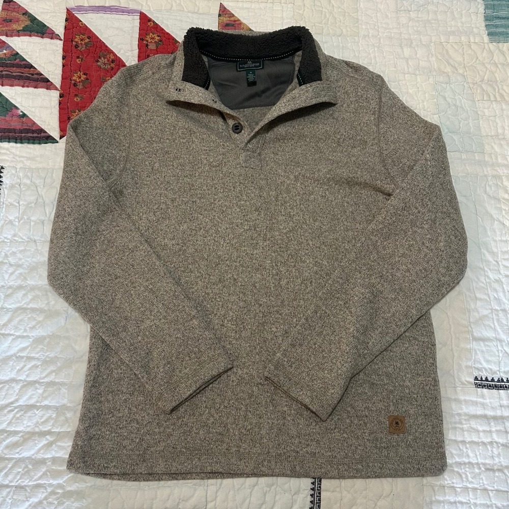 G.H. Bass & Co. Pullover Sweater Heather Tan Sherpa Collar Medium